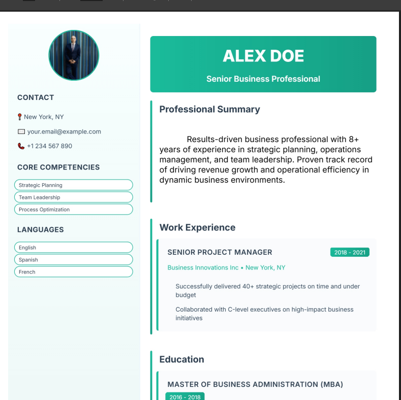 Modern Classic Template - Quick CV Maker